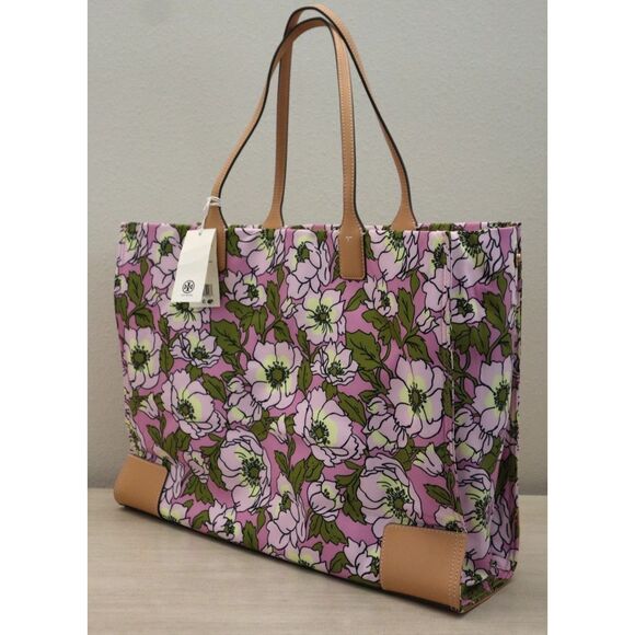 Tory Burch 151611-650 Aster Pink Flower Ella Nylon Floral Printed Tote Bag - Picture 3 of 10